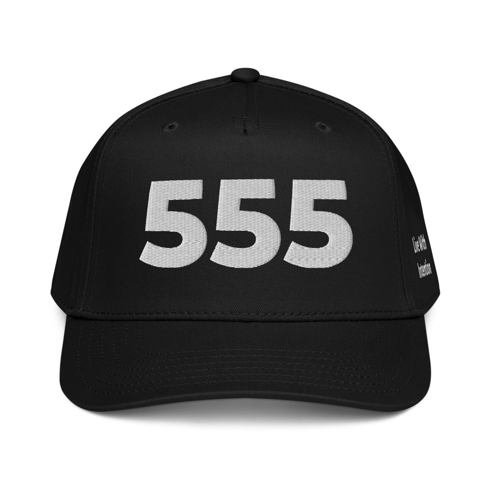 Angel Number 555 5 Panel Cap, Black, front