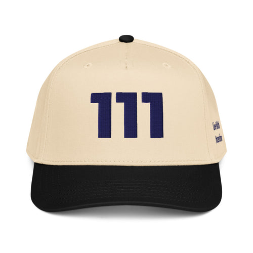 Angel Number 111 5 Panel Cap, Black/Natural, front