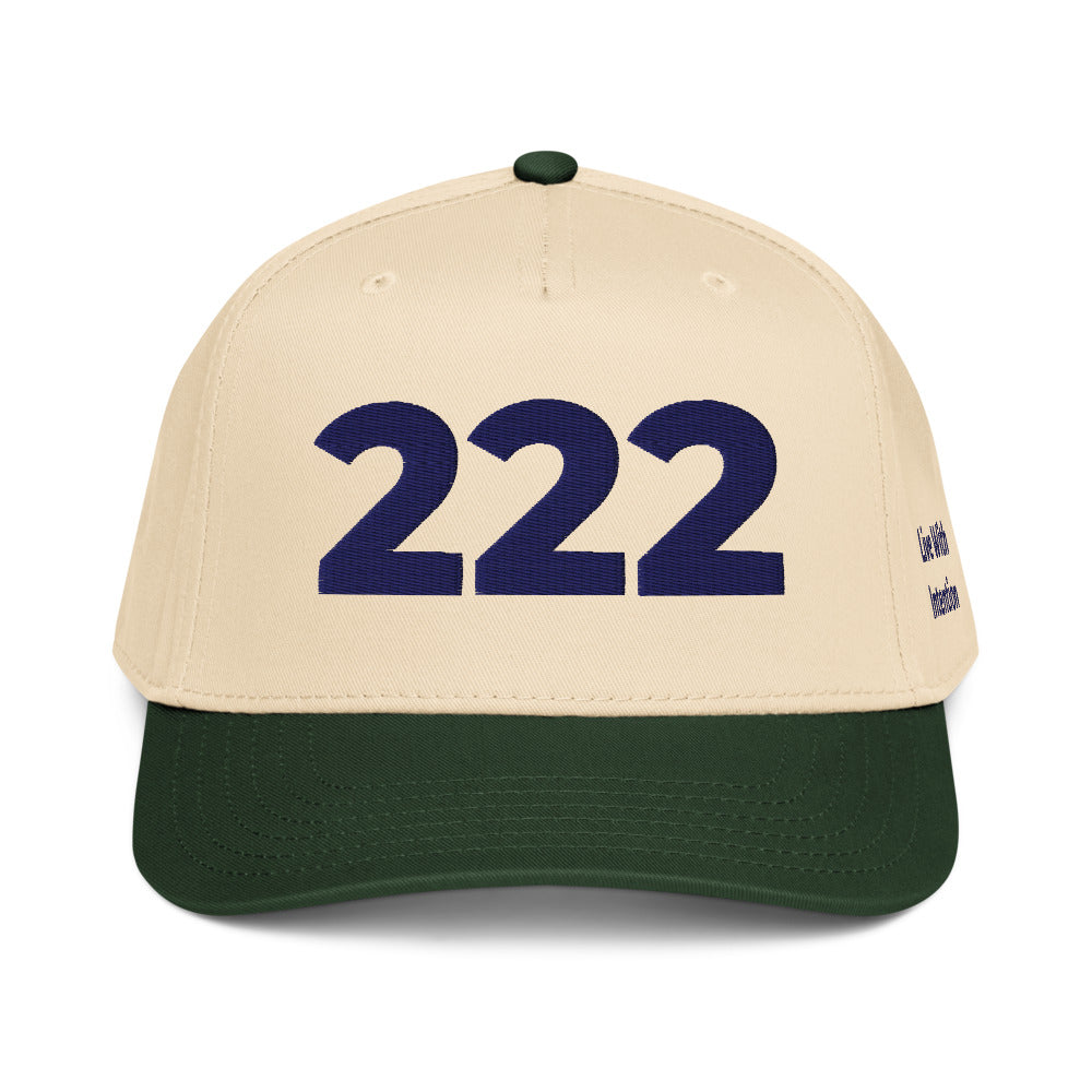 Angel Number 222 5 Panel Cap, Dark Green/Natural, front