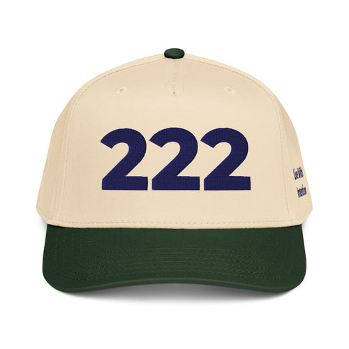 Angel Number 222 5 Panel Cap, Dark Green/Natural, front