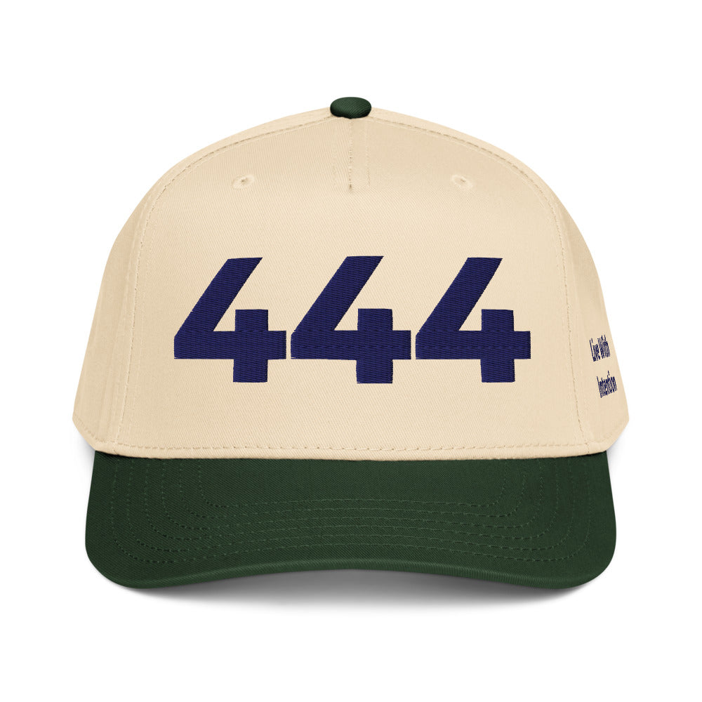 Angel Number 444 5 Panel Cap, Dark Green/Natural, front