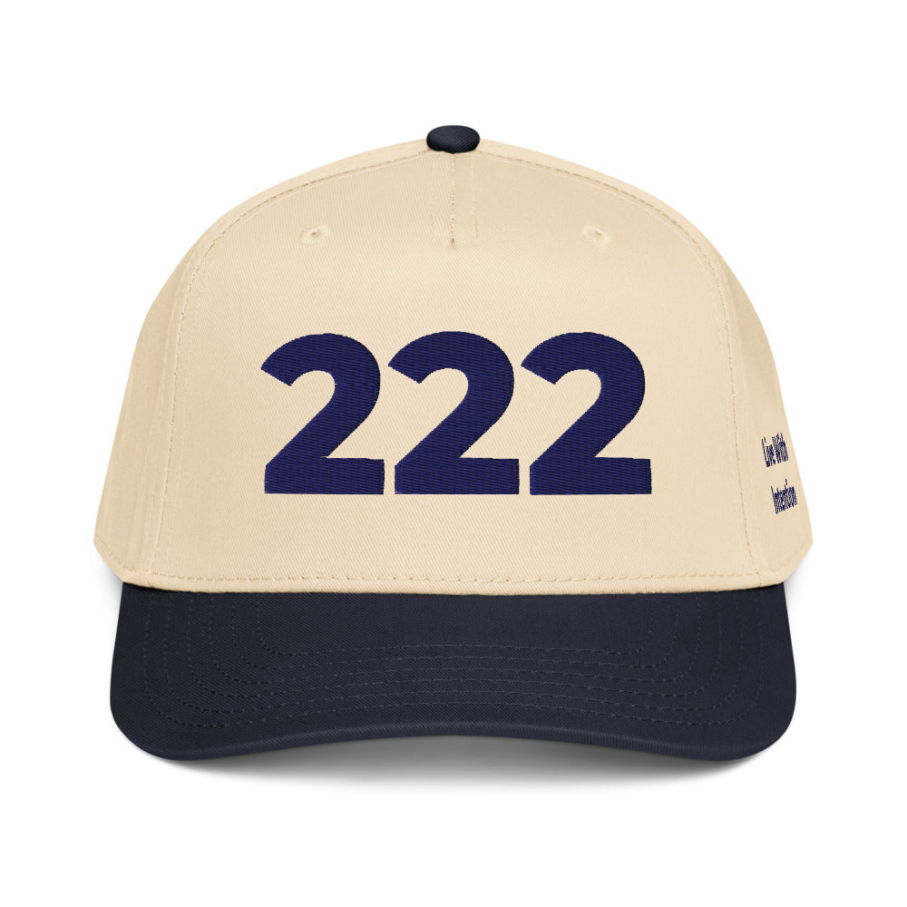 Angel Number 222 5 Panel Cap, Navy/Natural, front