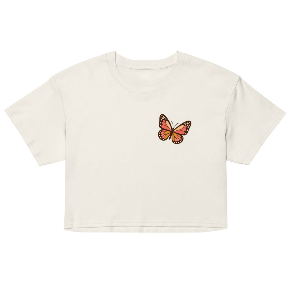 In My Authentic Self Era Boxy Crop Top in Ecru, front