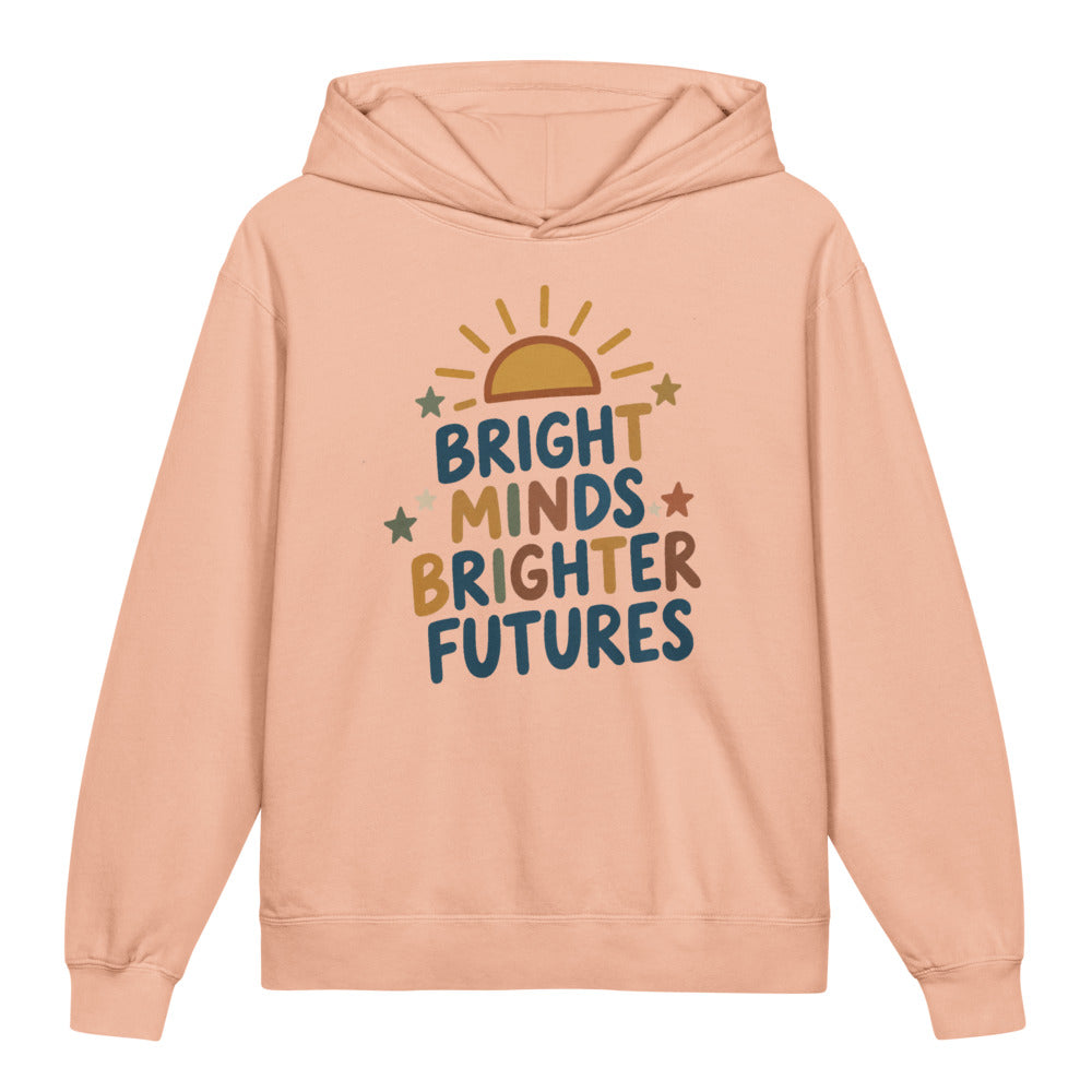 Bright Minds Brighter Futures Kids Hoodie, Peachy, front