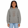Bright Minds Kinder Humans Kids Hoodie, Grey, on a child