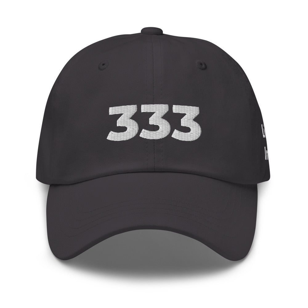 Angel Number 333 Dad Hat, Dark Grey, front