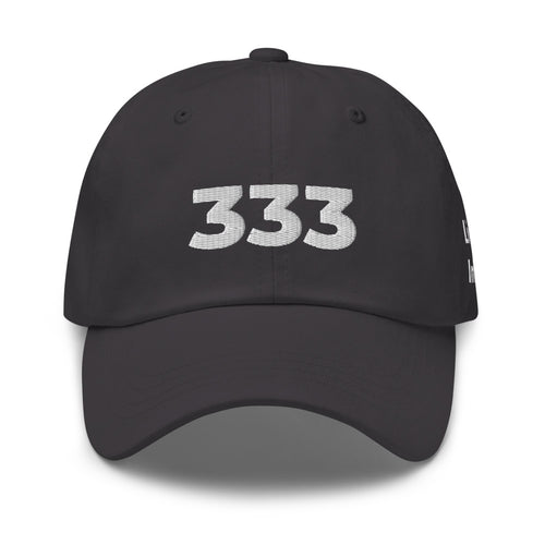 Angel Number 333 Dad Hat, Dark Grey, front