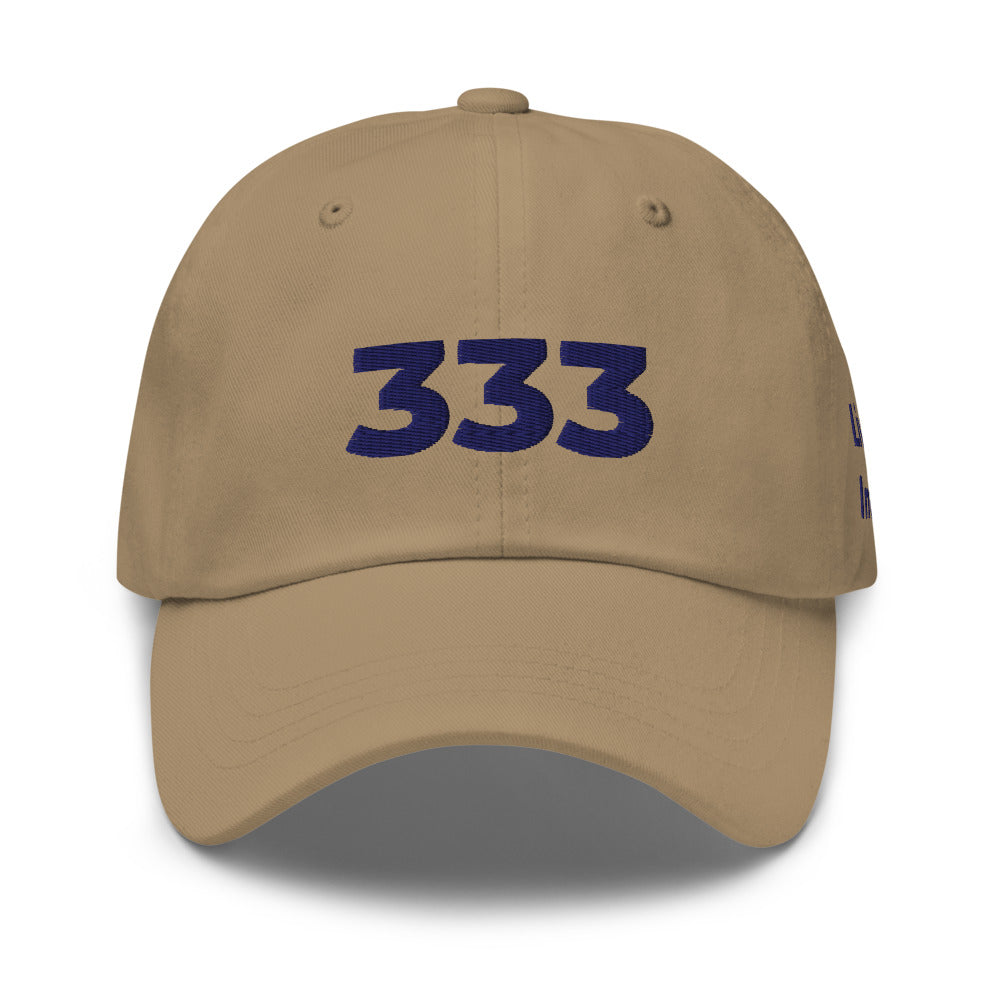 Angel Number 333 Dad Hat, Khaki, front