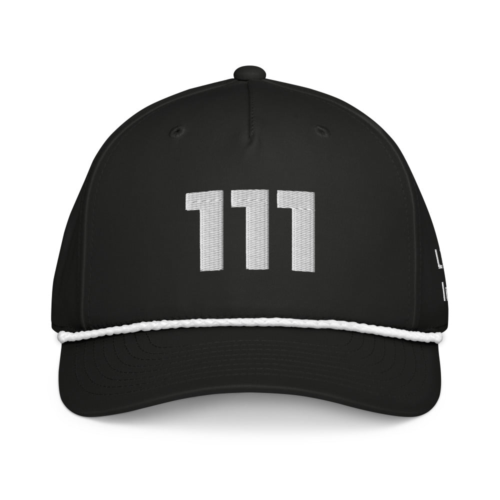 Angel Number 111 Classic Rope Cap, Black/White, front