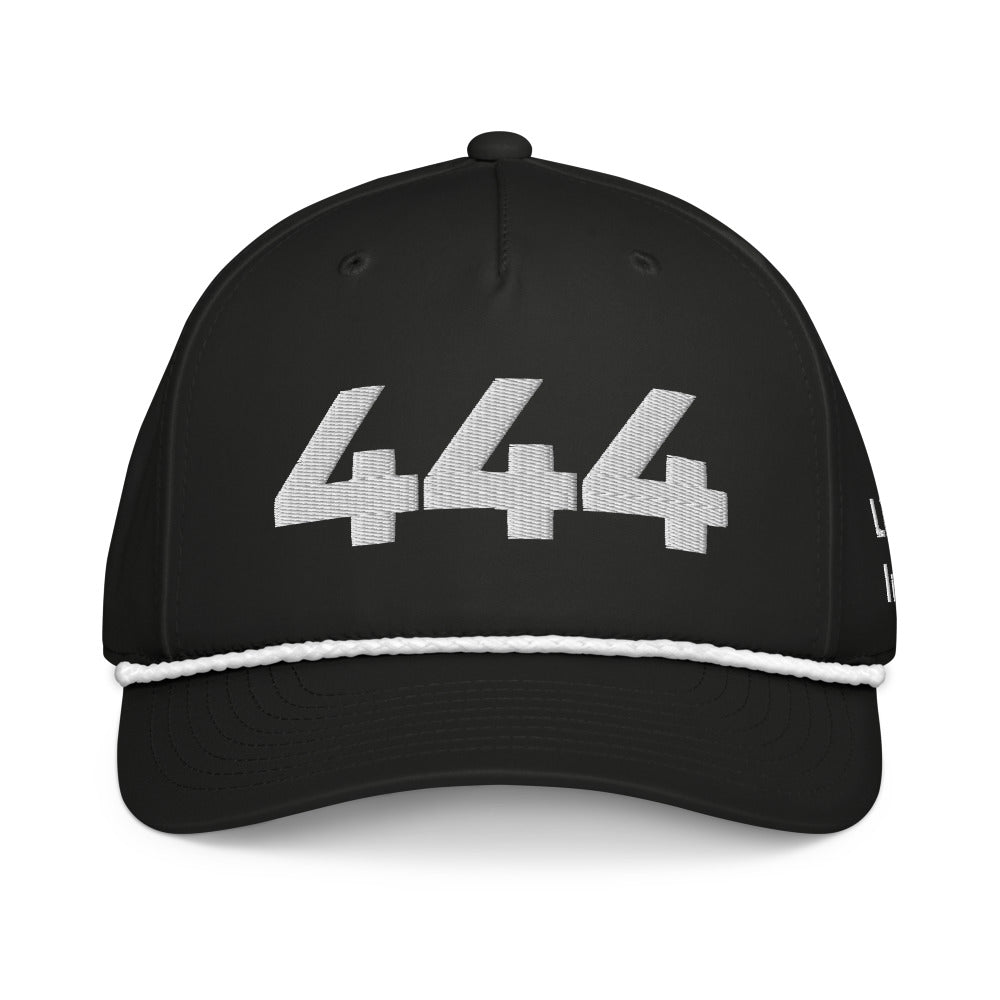 Angel Number 444 Classic Rope Cap, Black/White, front
