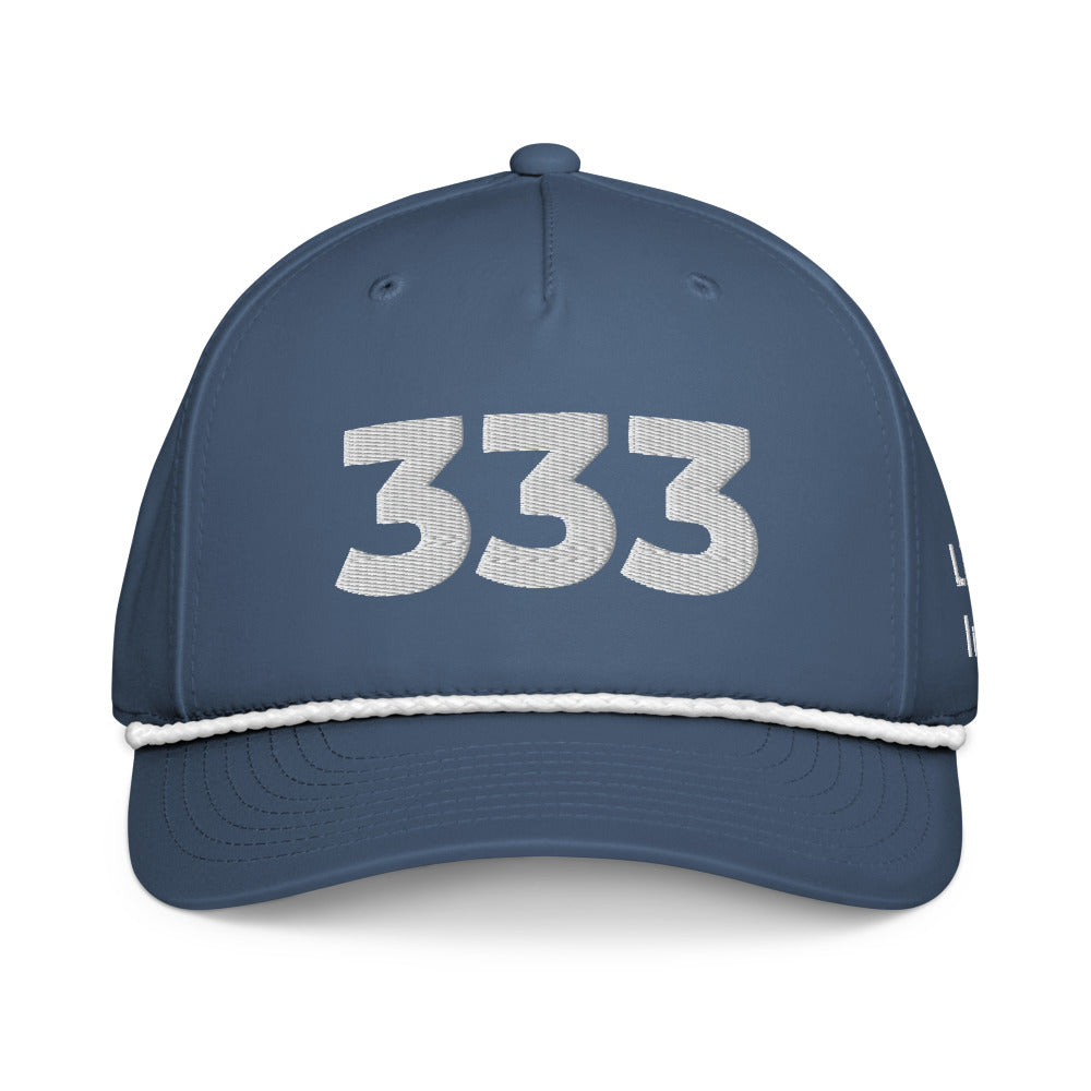 Angel Number 333 Classic Rope Cap, Light Blue/White, front