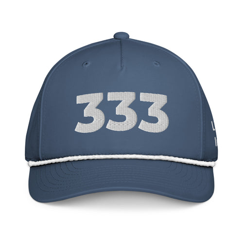 Angel Number 333 Classic Rope Cap, Light Blue/White, front
