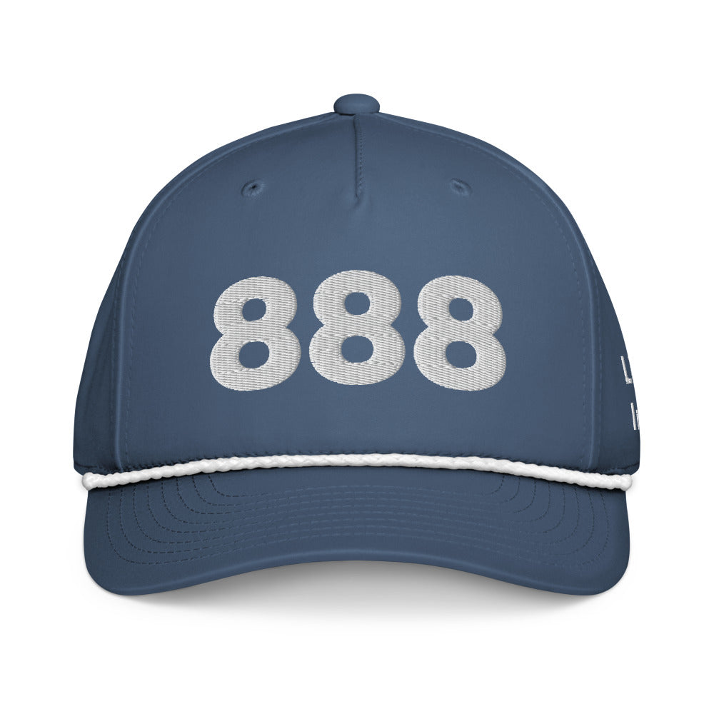 Angel Number 888 Classic Rope Cap, Light Blue/White, front
