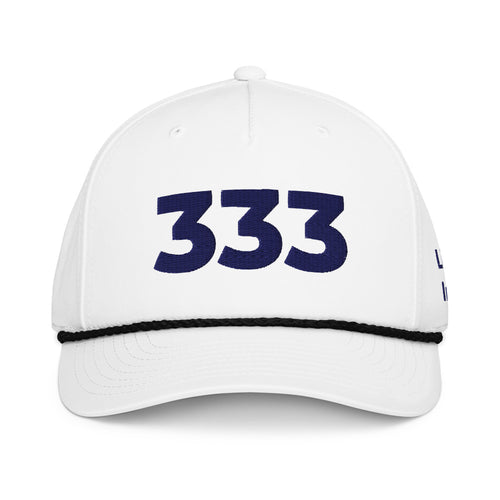 Angel Number 333 Classic Rope Cap, White/Black, front
