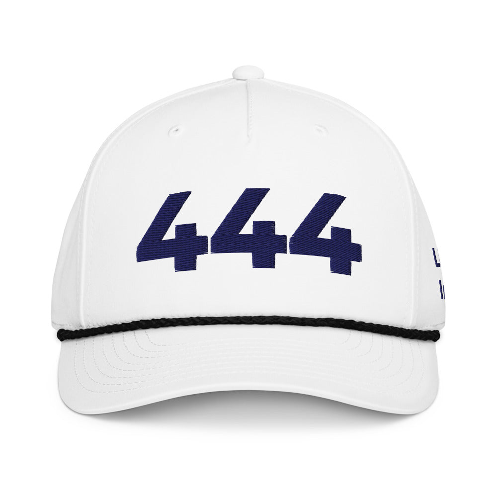 Angel Number 444 Classic Rope Cap, White/Black, front