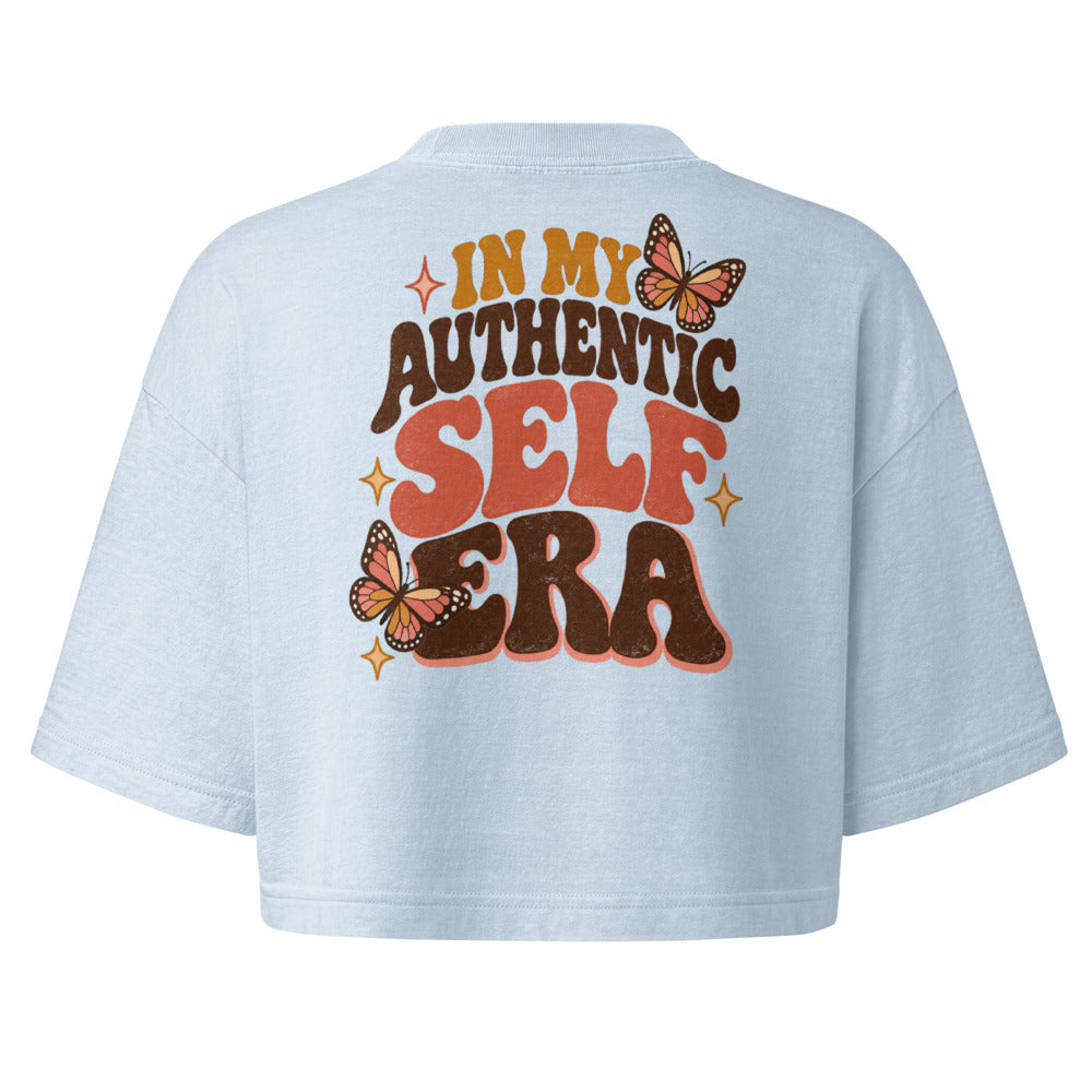 In My Authentic Self Era Cropped Tee in Light Washed Denim, back