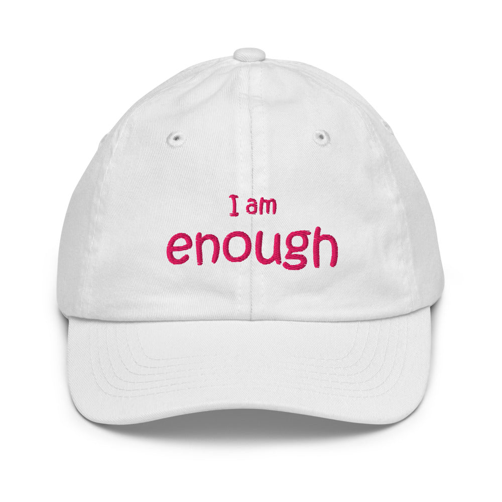 I Am Enough Kids Hat, White