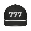 Angel Number 777 Golf Rope Cap, Black/White, front
