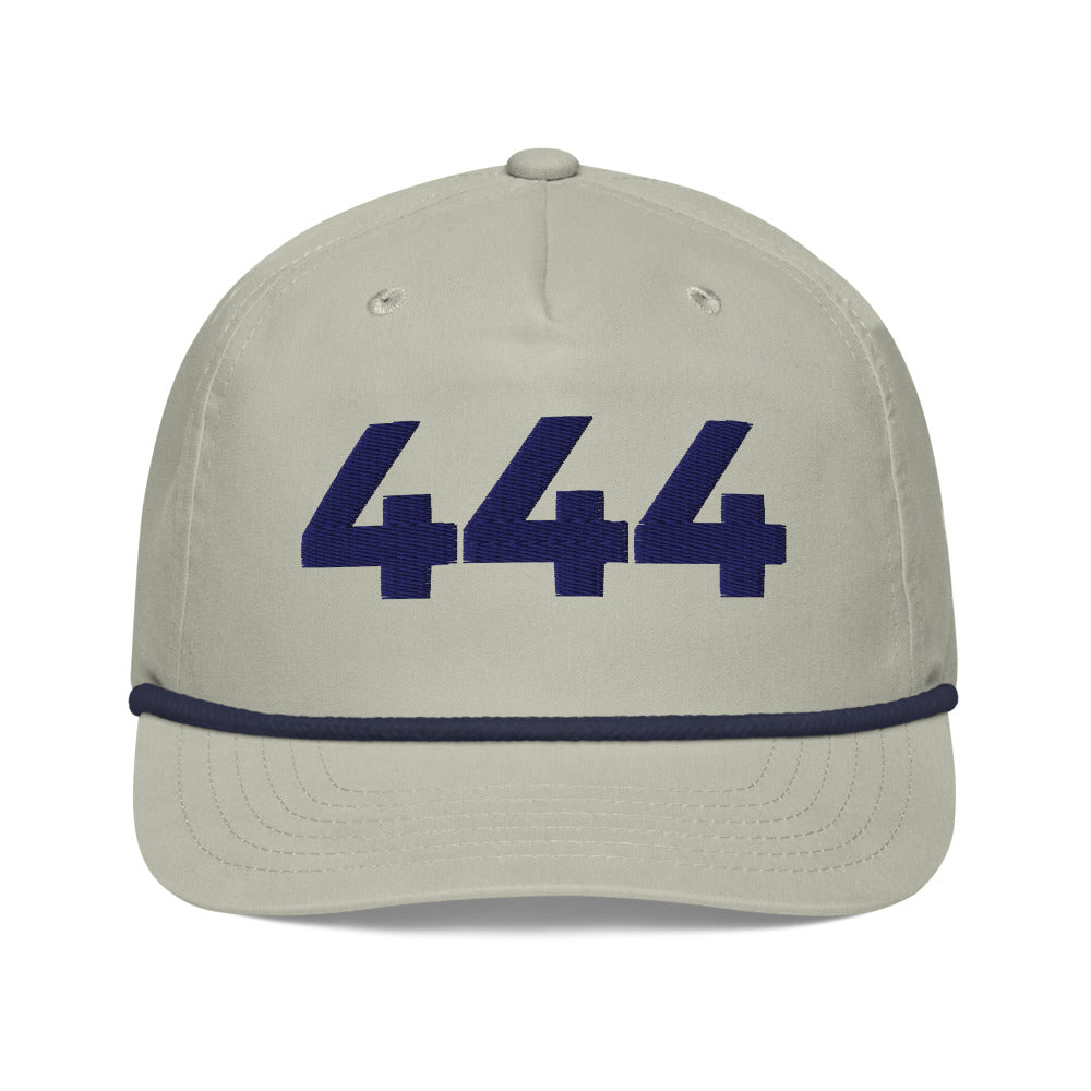 Angel Number 444 Golf Rope Cap, Lt Gray/Navy, front
