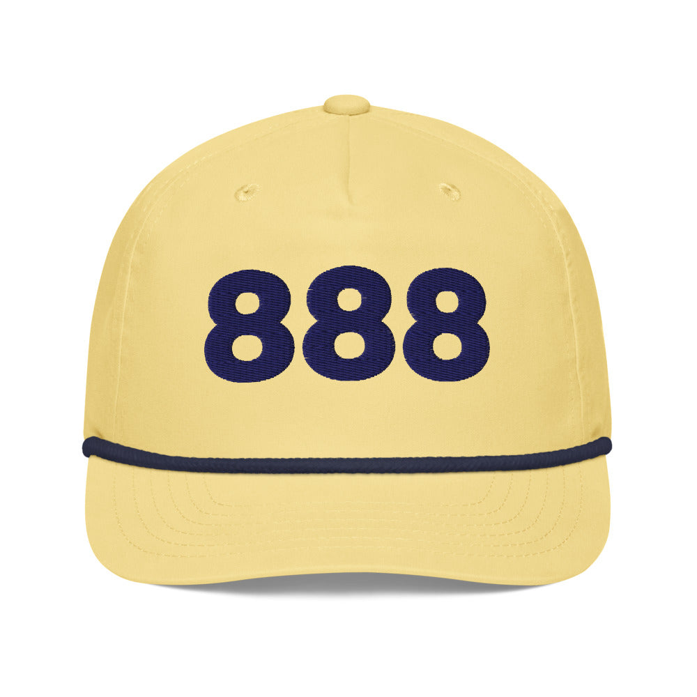 Angel Number 888 Golf Rope Cap, Yellow/Navy, front