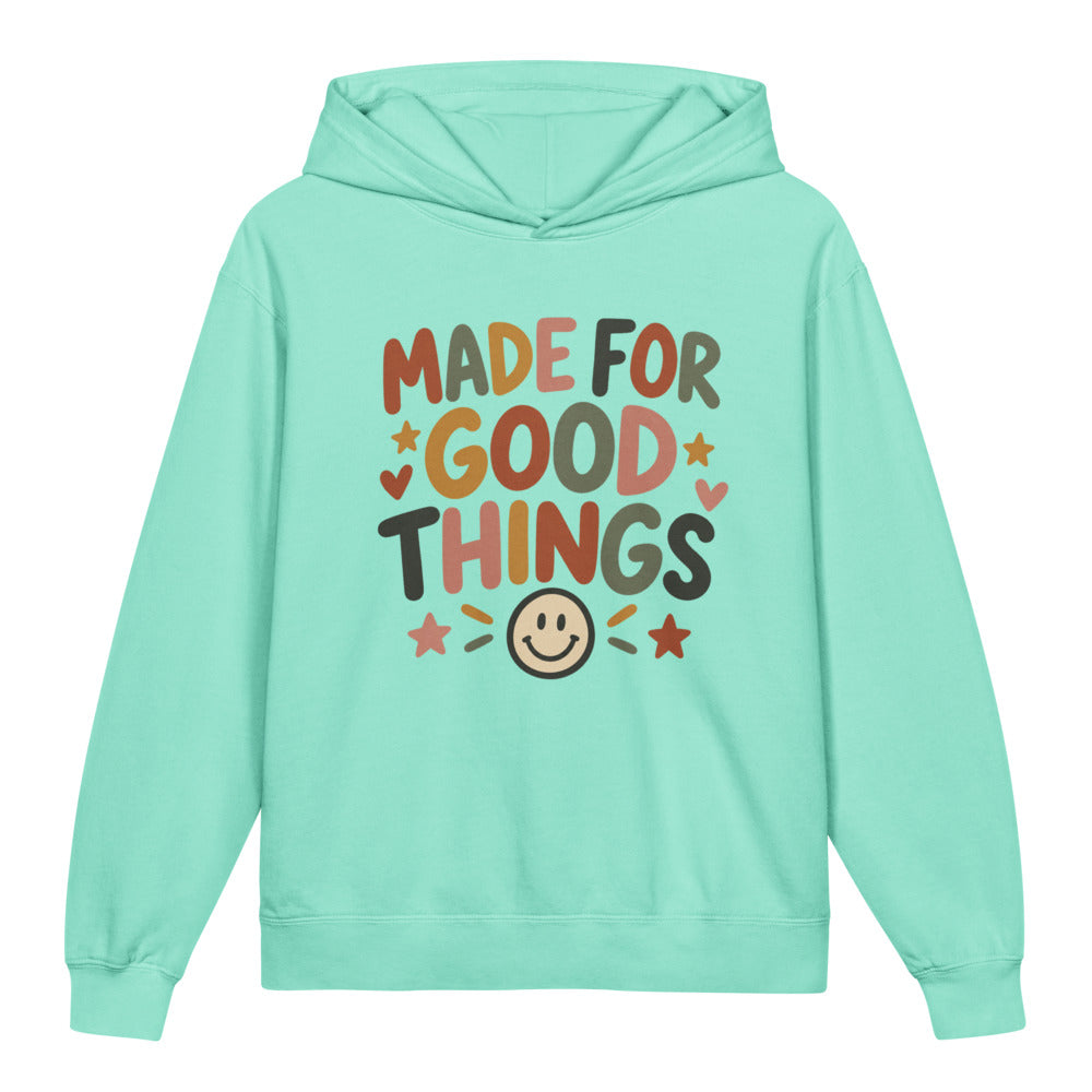 Made For Good Things Kids Hoodie, Chalky Mint, front