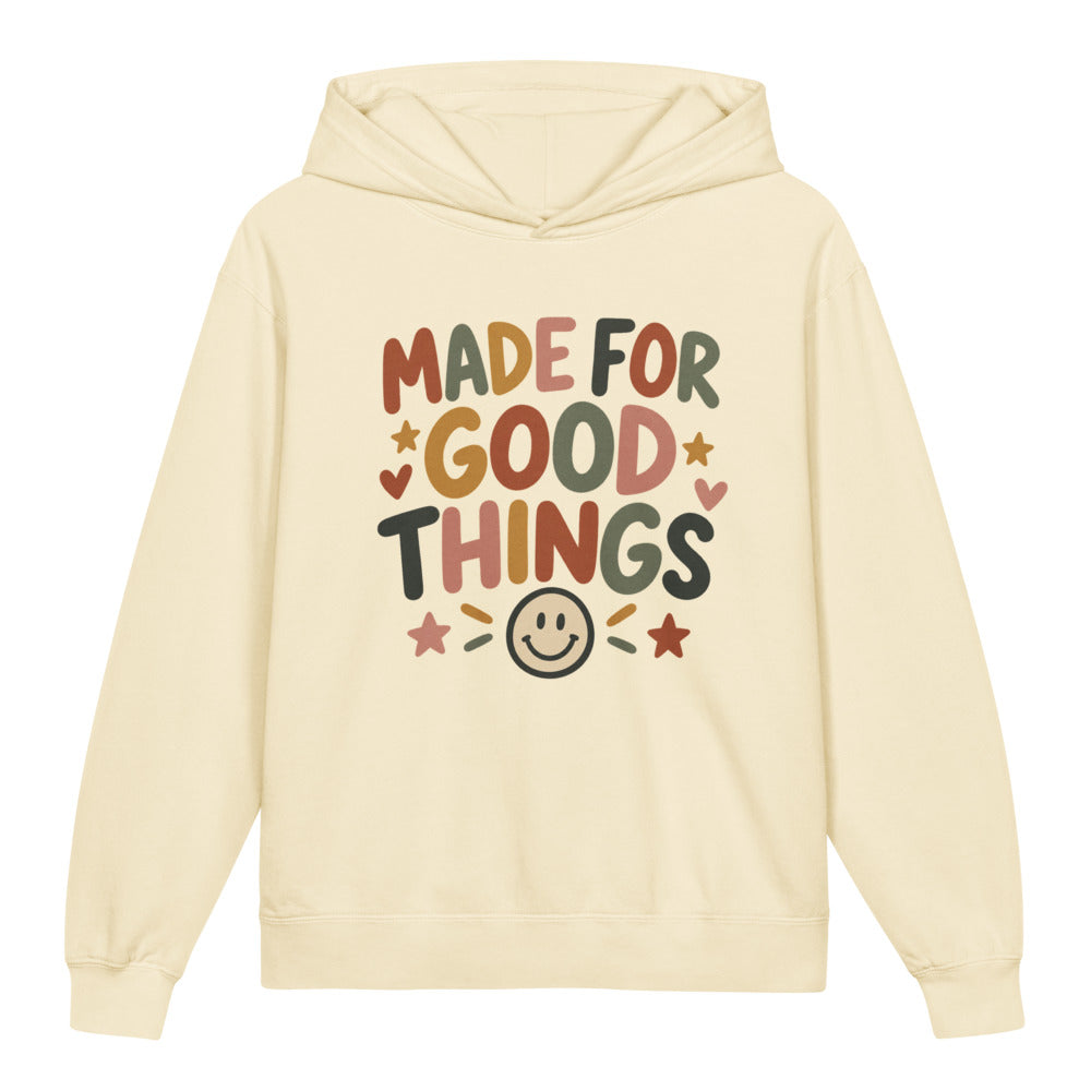 Made For Good Things Kids Hoodie, Ivory, front