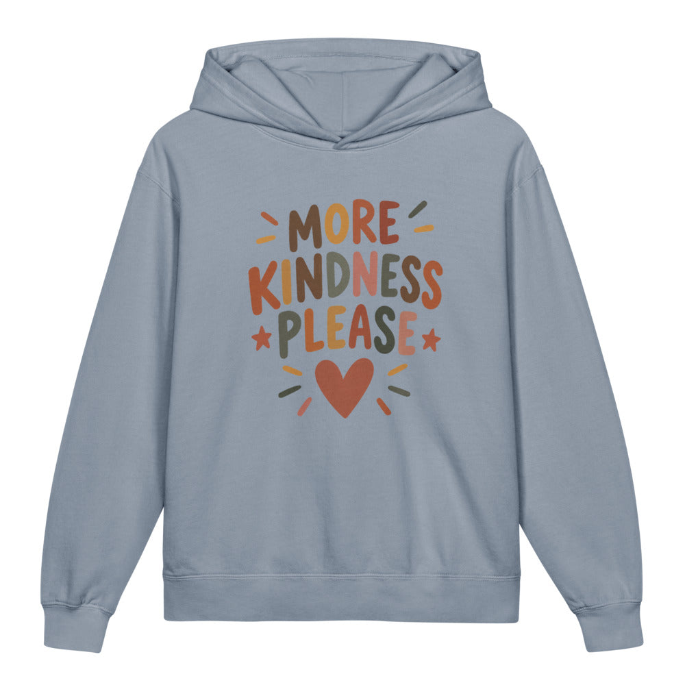 More Kindness Please Kids Hoodie, Blue Jean, front