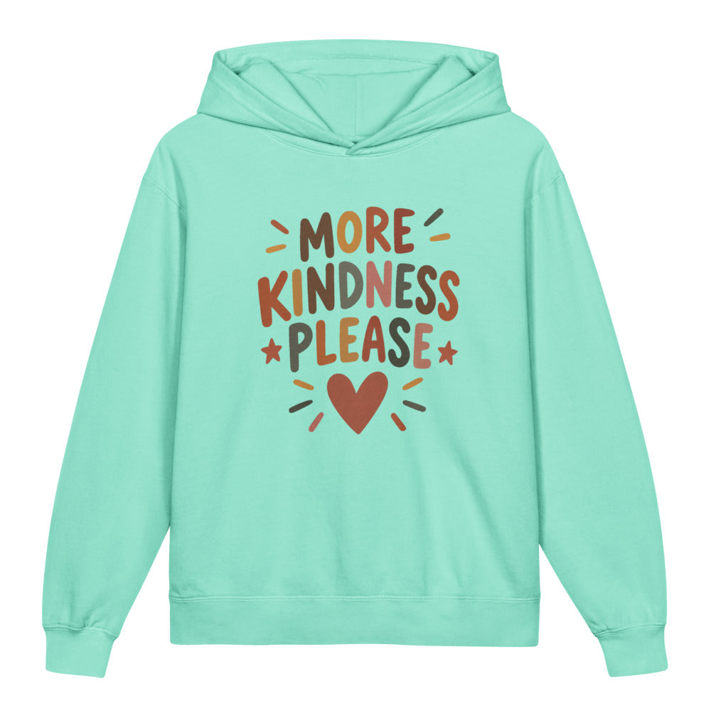 More Kindness Please Kids Hoodie, Chalky Mint, front