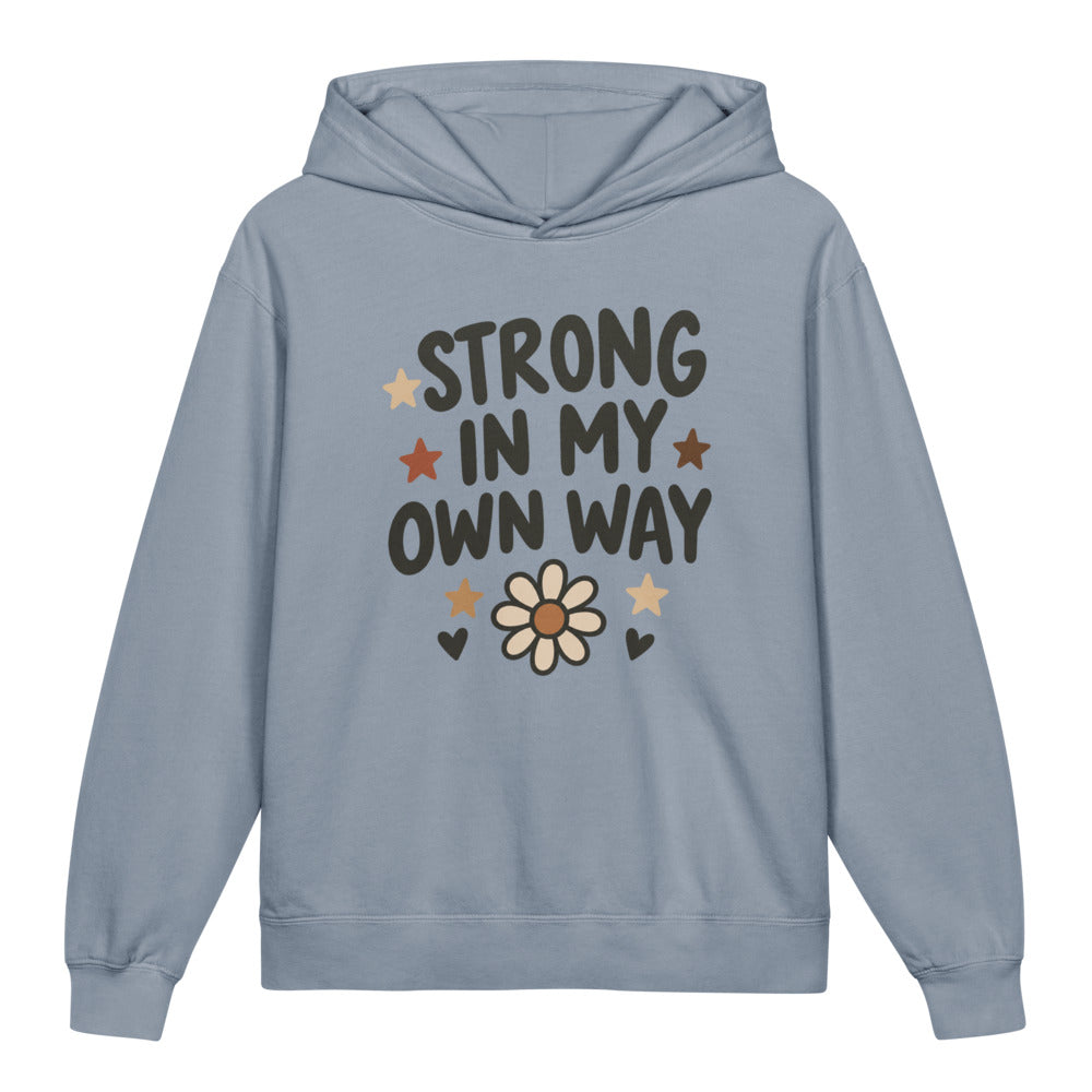 Strong In My Own Way Kids Hoodie, Blue Jean, front