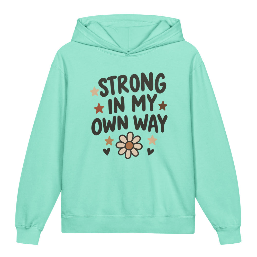 Strong In My Own Way Kids Hoodie, Chalky Mint, front
