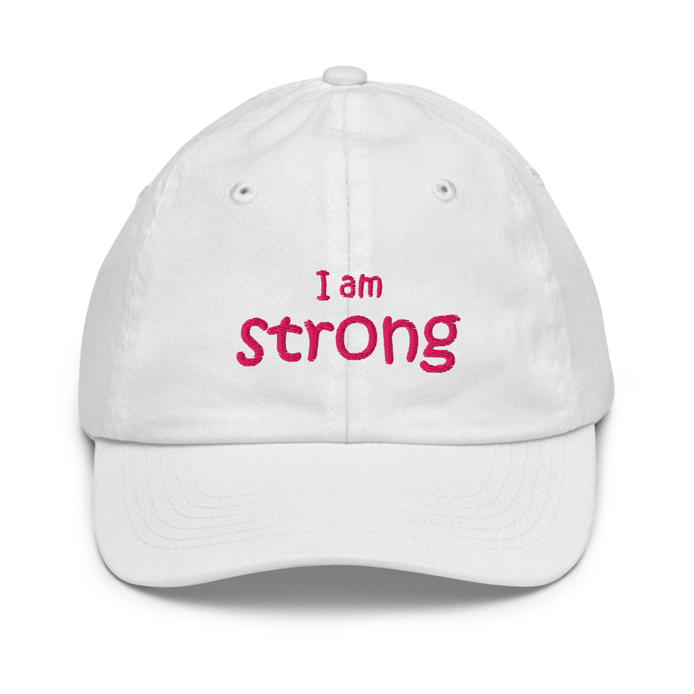 I Am Strong Kids Hat, White
